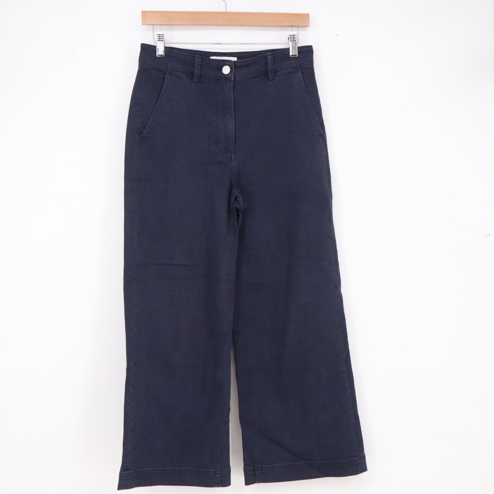 Everlane Pants Womens 6 Wide Leg Crop Navy Blue High Rise Excellent